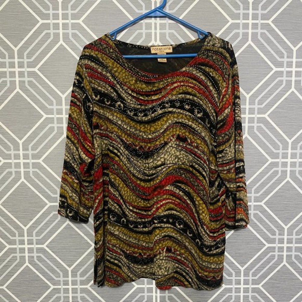 💥3 FOR $13!💥 Notations‎ Woman Decorative Blouse | Size 3X | 3/4 Sleeves